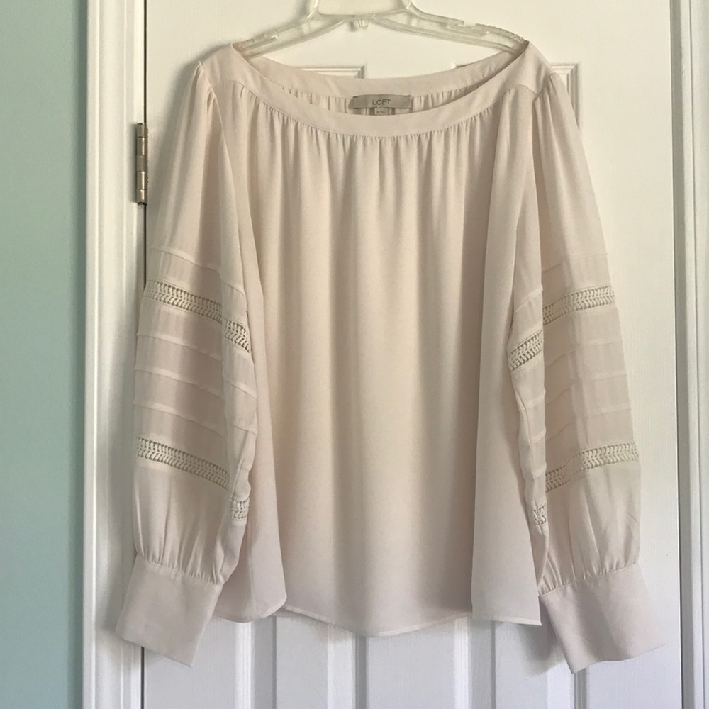 LOFT Cream Long Sleeve Blouse Size XL